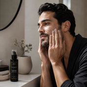 Applying Hendiya Le Gel Mousseux to the face, a foaming cleanser with aloe vera and prickly pear for clean, comfortable skin.