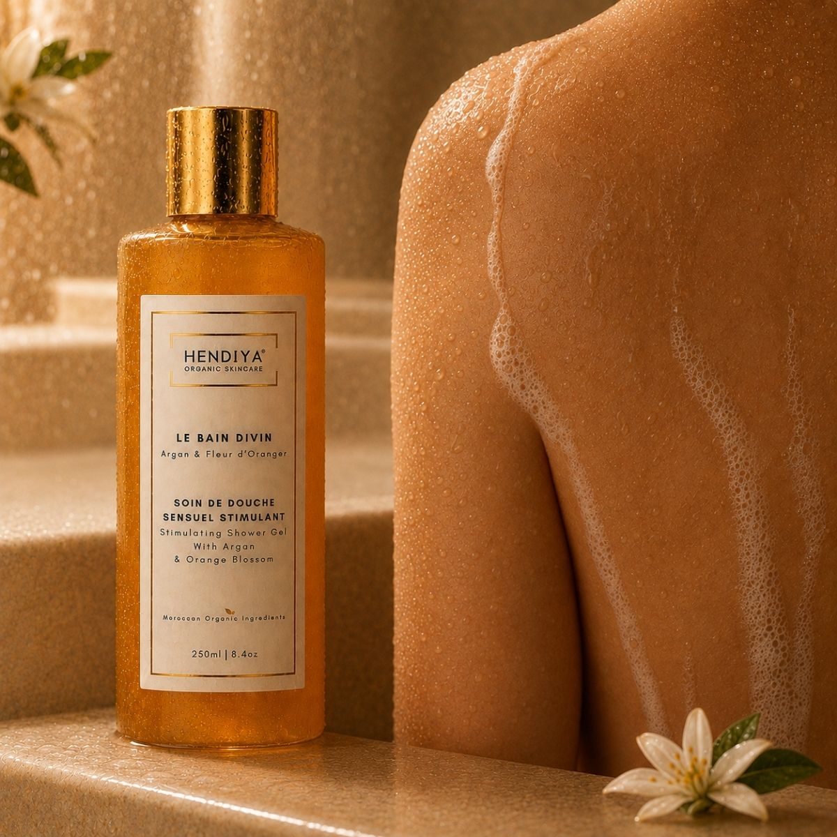 Foaming texture of Le Bain Divin Hendiya® with orange blossom