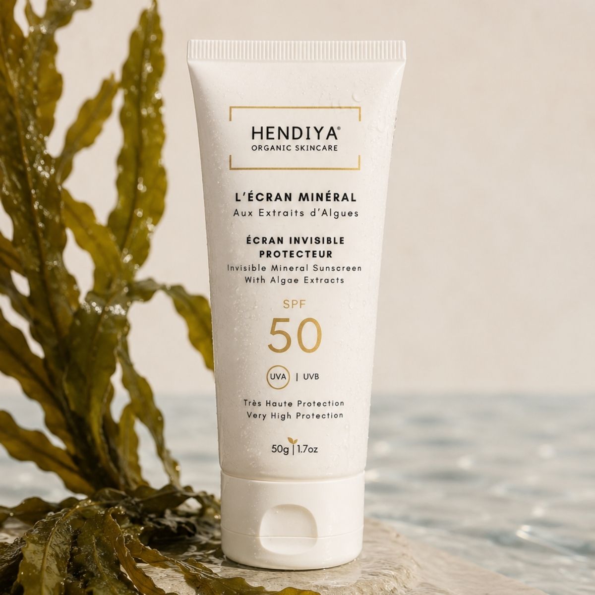 Hendiya® L'Écran Minéral with red algae extract, SPF 50+ sun protection