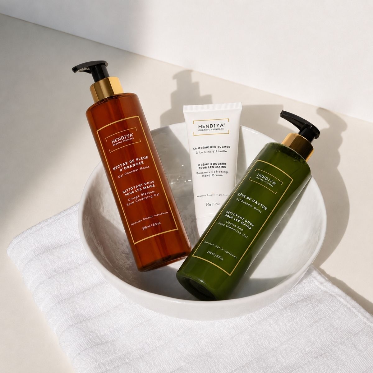 Hendiya® natural hand care range, cactus flower, orange blossom and beeswax